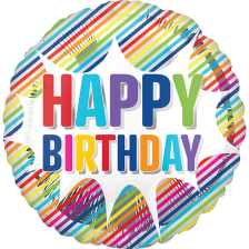 Standard Happy Birthday Striped Burst